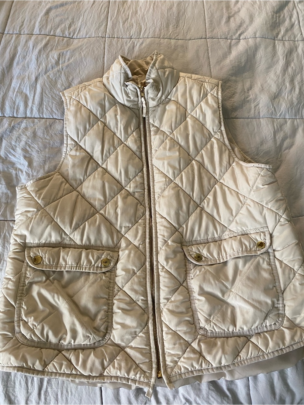 Andrea Jovine Cream Quilted Puffer Vest